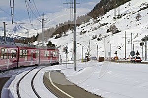 Railway crossing at Val Bernina