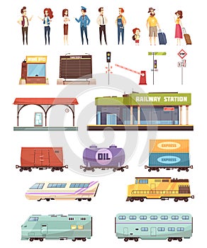 Railway Decorative Icons Set