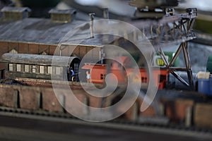 Railway depot and coal depot to supply the locomotives on the model HO scale