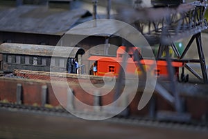 Railway depot and coal depot to supply the locomotives on the model HO scale