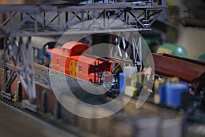 Railway depot and coal depot to supply the locomotives on the model HO scale