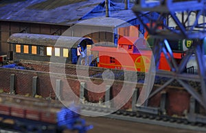 Railway depot and coal depot to supply the locomotives on the model HO scale