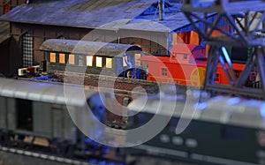 Railway depot and coal depot to supply the locomotives on the model HO scale