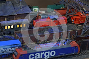 Railway depot and coal depot to supply the locomotives on the model HO scale