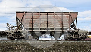 Railway freight wagon, old cargo wagon