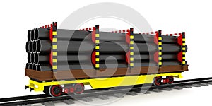 Railway freight wagon, transportation steel pipes