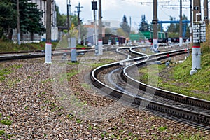 Railway with freight wagons and cisserines on it