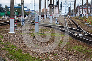 Railway with freight wagons and cisserines on it