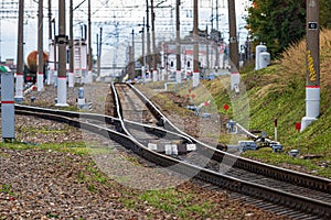 Railway with freight wagons and cisserines on it