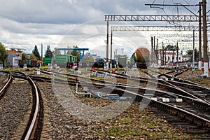 Railway with freight wagons and cisserines on it