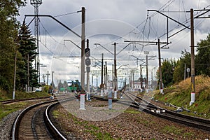 Railway with freight wagons and cisserines on it