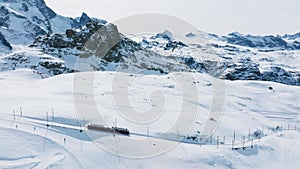 Railway going to Gornergrat train station under breathtaking Matterhorn, Zermatt