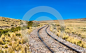 Railway at high altitude in the Andes in Peru