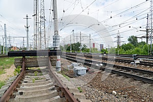 Railway impasse. The end of the railway track. photo