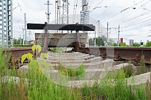Railway impasse. The end of the railway track. photo