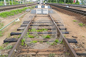 Railway impasse. The end of the railway track. photo