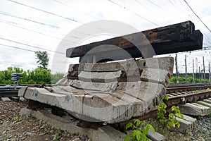 Railway impasse. The end of the railway track. photo