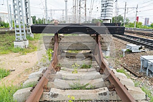 Railway impasse. The end of the railway track. photo