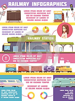 Railway Infographics Flat Template