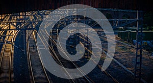 railway buildings with tracks and platforms