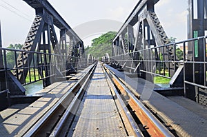 Railway on iron bridge