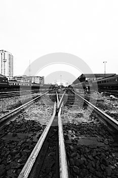 Railway junction in Black and White tone.