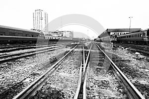 Railway junction in Black and White tone.