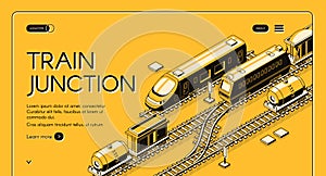 Railway junction isometric vector website template
