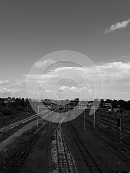 Railway landscape - black and white