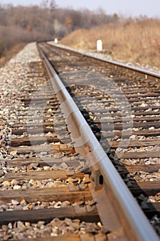 Railway leaving afar to horizon.