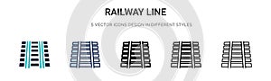 Railway line icon in filled, thin line, outline and stroke style. Vector illustration of two colored and black railway line vector