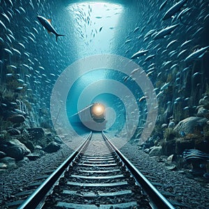 598 2. A railway line that passes through a underwater tunnel, photo