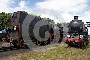 Railway, locomotives standing on a railway siding