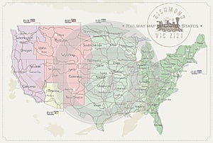 Railway map of United States
