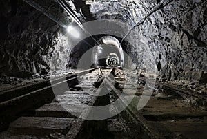 Railway in the mine of Cogne photo
