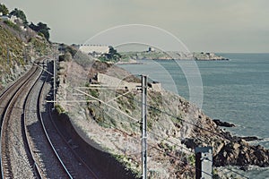 Railway in mountains colorful