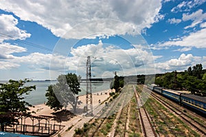 Railway near sea in Mariupol