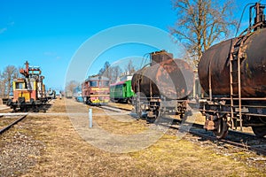 Railway with old machinery. Haapsalu, Estonia