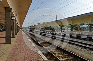 Railway platform of railway station Ruse