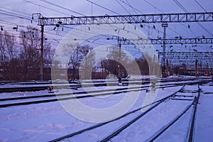 Railway platform, station.