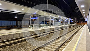 Railway platforms in Tulln at night