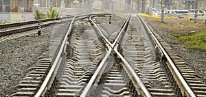 Two Railway pointwork, railway tracks