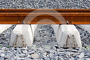 Railway rails and sleepers photo