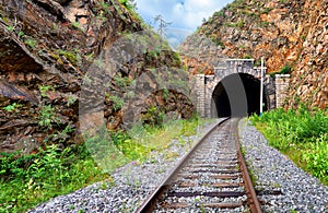 Railway recess before entering tunnel photo