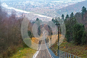 Railway road from the Heidelberg town up the hill.