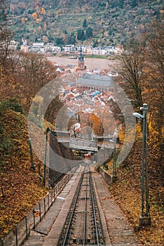 Railway road from the Heidelberg town up the hill.