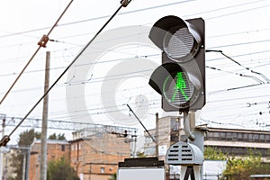 Railway semaphore shines green