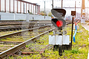 Railway semaphore shines red