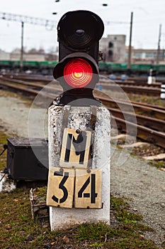 Railway semaphore shows red signal