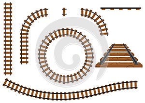 Railway, a set of railroad tracks. Rails and sleepers. photo